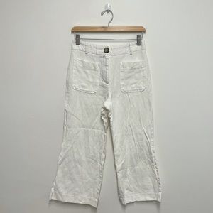 Zara White Linen Wide Pants